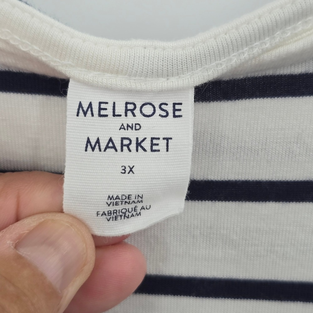Melrose and Market Dress Womens 3X Striped Sleeveless Pocket Swing Navy White - Picture 6 of 9